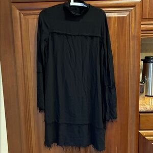 Raquel Allegra black raw hem long sleeve dress